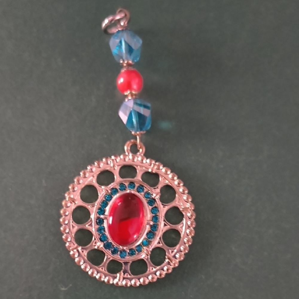 Paparazzi Silvertone Necklace with Red and Blue Accents